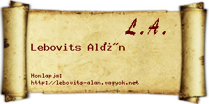 Lebovits Alán névjegykártya